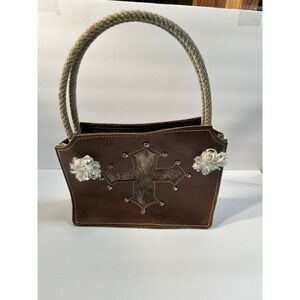 Holy Cow Couture Rope Purse Hair On Hide Leather Cross Western Cowhide Handbag